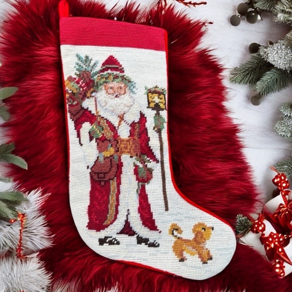 VTG Needlepoint Stocking Christmas Santa Clause St Nick Imperial Elegance Peking - Picture 9 of 10
